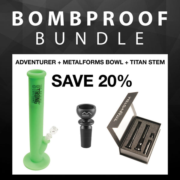 Adventurer™ Bombproof Bundle - Unbreakable silicon bong with titan downstem & glass bowl