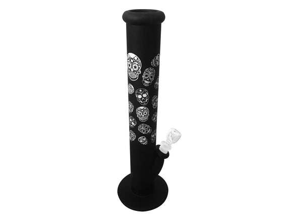 Calavera Adventurer™ - Unbreakable silicone bong in black with white calavera skulls